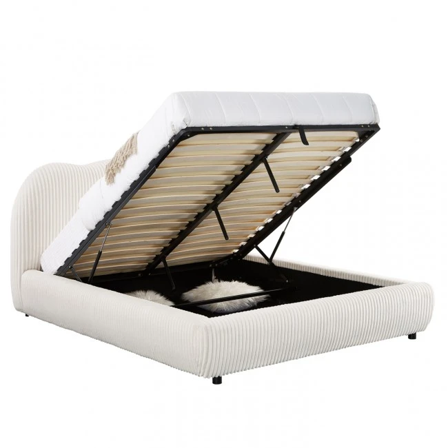 ΚΡΕΒΑΤΙ ΔΙΠΛΟ ΜΕ ΑΠΟΘ.ΧΩΡΟ KALLY HM729.03 ΜΠΕΖ FEAUX FUR ΥΦΑΣΜΑ--ΣΤΡΩΜΑ 160x200εκ