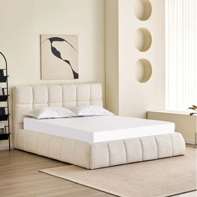 ΚΡΕΒΑΤΙ ΔΙΠΛΟ EDDY HM731.03 ΜΠΕΖ ΜΠΟΥΚΛΕ & ΑΠΟΘΗΚΕΥΤΙΚΟΣ ΧΩΡΟΣ ΓΙΑ  ΣΤΡΩΜΑ 160x200εκ