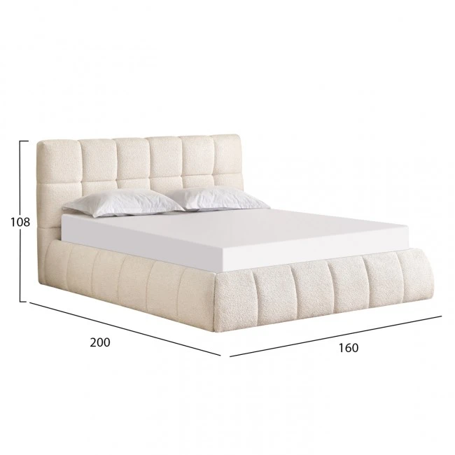 ΚΡΕΒΑΤΙ ΔΙΠΛΟ EDDY HM731.03 ΜΠΕΖ ΜΠΟΥΚΛΕ & ΑΠΟΘΗΚΕΥΤΙΚΟΣ ΧΩΡΟΣ ΓΙΑ  ΣΤΡΩΜΑ 160x200εκ