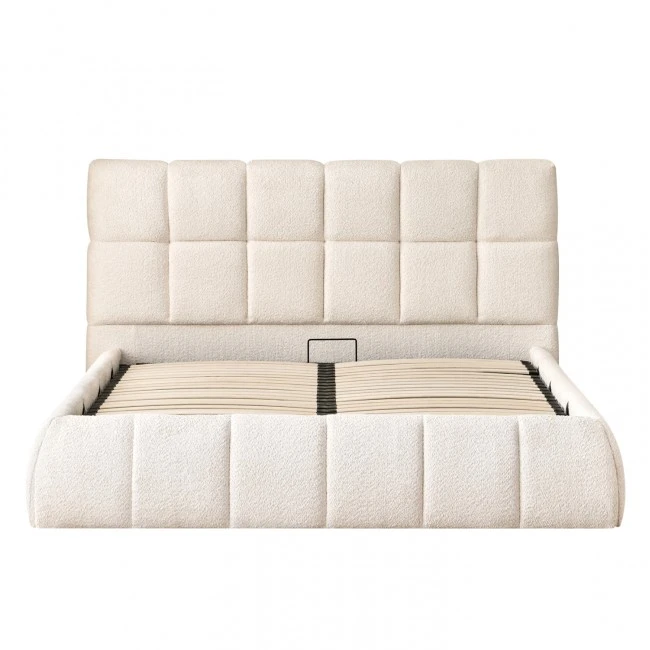 ΚΡΕΒΑΤΙ ΔΙΠΛΟ EDDY HM731.03 ΜΠΕΖ ΜΠΟΥΚΛΕ & ΑΠΟΘΗΚΕΥΤΙΚΟΣ ΧΩΡΟΣ ΓΙΑ  ΣΤΡΩΜΑ 160x200εκ