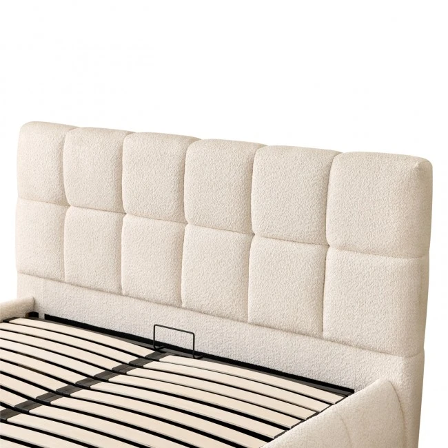 ΚΡΕΒΑΤΙ ΔΙΠΛΟ EDDY HM731.03 ΜΠΕΖ ΜΠΟΥΚΛΕ & ΑΠΟΘΗΚΕΥΤΙΚΟΣ ΧΩΡΟΣ ΓΙΑ  ΣΤΡΩΜΑ 160x200εκ