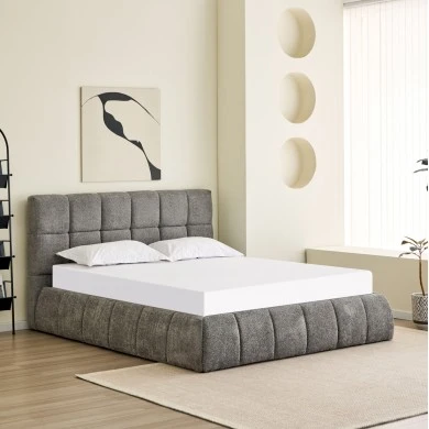 ΚΡΕΒΑΤΙ ΔΙΠΛΟ EDDY HM731.01 ΓΚΡΙ ΜΠΟΥΚΛΕ & ΑΠΟΘΗΚΕΥΤΙΚΟΣ ΧΩΡΟΣ ΓΙΑ ΣΤΡΩΜΑ 160x200εκ