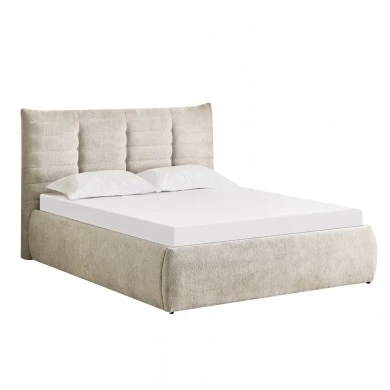 ΚΡΕΒΑΤΙ ΔΙΠΛΟ SANDRA HM732.03 ΜΠΕΖ ΥΦΑΣΜΑ & ΑΠΟΘΗΚΕΥΤΙΚΟΣ ΧΩΡΟΣ ΓΙΑ  ΣΤΡΩΜΑ 160x200εκ