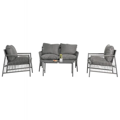 ΣΕΤ ΣΑΛΟΝΙ ΕΞ.ΧΩΡΟΥ 4 ΘΕΣΕΩΝ DEANDRA HM6507.01 ΜΕΤΑΛΛΟ & ΜΑΞΙΛΑΡΙΑ ΣΕ ΓΚΡΙ