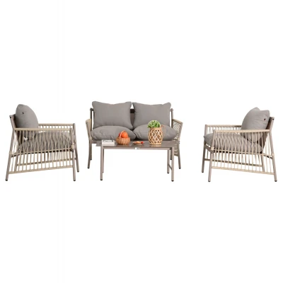 ΣΕΤ ΣΑΛΟΝΙ ΕΞ.ΧΩΡΟΥ 4 ΘΕΣΕΩΝ DEANDRA HM6507.02 ΣΑΜΠΑΝΙ ΜΕΤΑΛΛΟ--ΓΚΡΙ ΜΑΞΙΛΑΡΙΑ