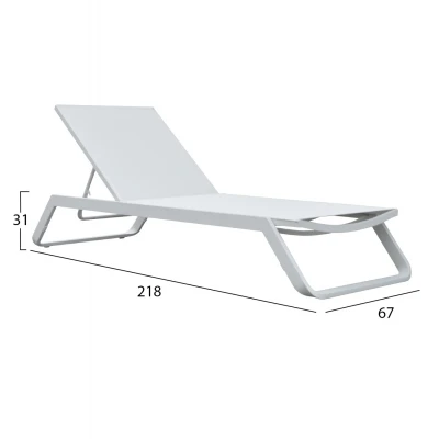 ΞΑΠΛΩΣΤΡΑ ΑΛΟΥΜΙΝΙΟΥ MARIMAR HM6562.02 ΣΚΕΛΕΤΟΣ & TEXTILENE ΛΕΥΚΟ 220x67.5x31.5Υεκ