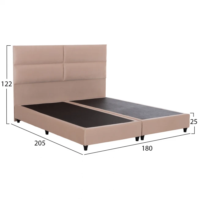 ΚΡΕΒΑΤΙ ΥΠΕΡΔΙΠΛΟ MILO ΑΠΟ ΣΚΟΥΡΟ ΜΠΕΖ ΥΦΑΣΜΑ HM628.22 ΓΙΑ ΣΤΡΩΜΑ 180x200 εκ.