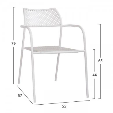 ΚΑΡΕΚΛΑ ΜΕΤΑΛΛΙΚΗ ΛΕΥΚΗ THETIS HM5173.12 55x57x79 cm