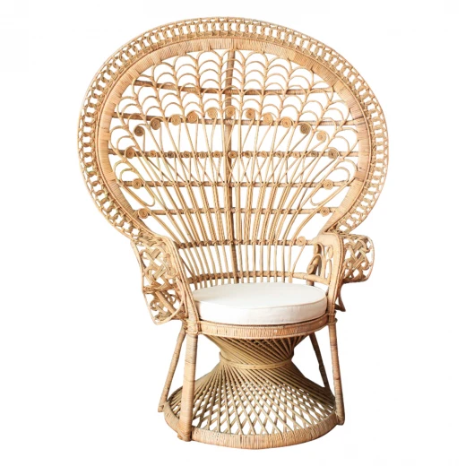 ΠΟΛΥΘΡΟΝΑ ROYAL PEACOCK HM9342 RATTAN ΣΕ ΦΥΣΙΚΟ-ΜΑΞΙΛΑΡΙ ΜΠΕΖ 114x72x150Yεκ.