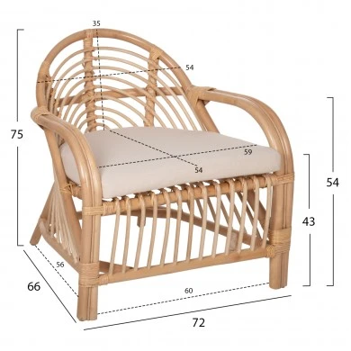 ΠΟΛΥΘΡΟΝΑ FEMUR HM9837 RATTAN ΣΕ ΦΥΣΙΚΟ- ΛΕΥΚΟ ΜΑΞΙΛΑΡΙ 72x66x75Υεκ.