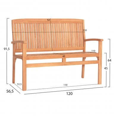 ΠΑΓΚΑΚΙ ΚΗΠΟΥ 2ΘΕΣΙΟ DRAMMON HM18126 ΞΥΛΟ ΤΕΑΚ ΣΕ ΦΥΣΙΚΟ 120x56.5x91.5Υεκ.