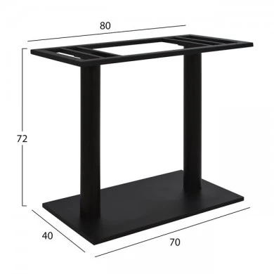 ΒΑΣΗ ΜΕΤΑΛΛΙΚΗ ΔΙΠΛΗ ΜΑΥΡΗ 80Χ40Χ72Υεκ. ΜΕ ΡΕΓΟΥΛΑΤΟΡΟΥΣ HM435