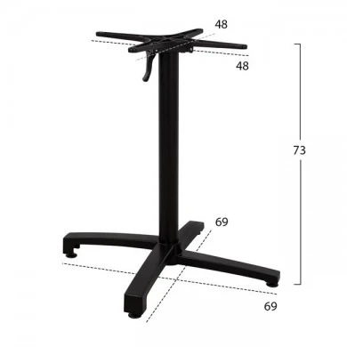 ΒΑΣΗ ΑΛΟΥΜΙΝΙΟΥ ΠΤΥΣΣΟΜΕΝΗ HM459.01 ΜΑΥΡΟ ΜΑΤ 69Χ69Χ73Υεκ. ΜΕ ΣΤΑΥΡΟ 48Χ48εκ.