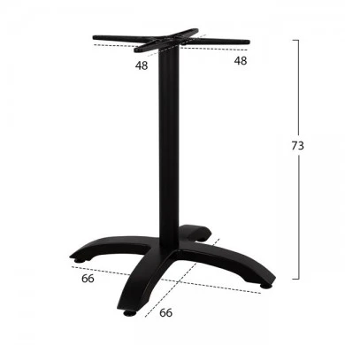 ΒΑΣΗ ΑΛΟΥΜΙΝΙΟΥ HM460.01 ΜΑΥΡΟ ΜΑΤ 66Χ66Χ72Υεκ. ΜΕ ΣΤΑΥΡΟ 48Χ48εκ.