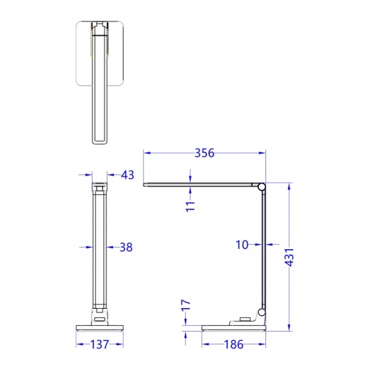 ΦΩΤΙΣΤΙΚΟ ΓΡΑΦΕΙΟΥ LED BLAIN PRO HM4458.07 ΓΚΡΙ ΒΑΣΗ ABS & ΑΛΟΥΜΙΝΙΟ 35,6x43,1Υεκ