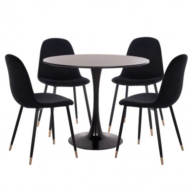 ΣΕΤ ΤΡΑΠΕΖΑΡΙΑΣ 5ΤΜΧ BROLIN HM21191 MDF TOP-ΜΕΤΑΛΛΙΚΑ ΠΟΔΙΑ-ΒΕΛΟΥΔΟ--ΜΑΥΡΟ