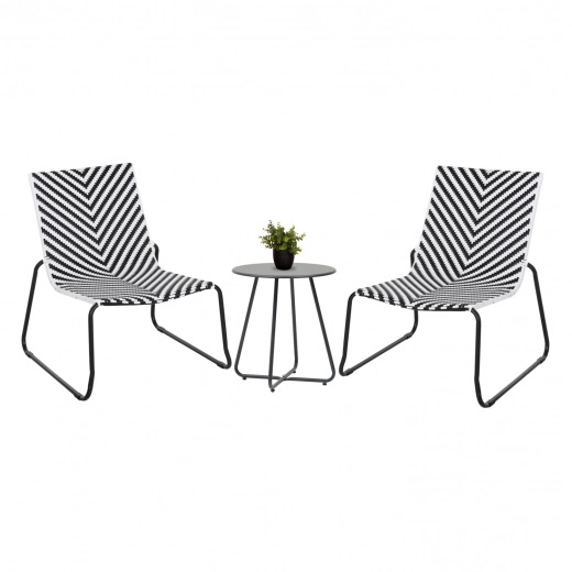 ΣΕΤ LOUNGE 3TMX ΕΞ.ΧΩΡΟΥ PONY HM21193 ΜΕΤΑΛΛΟ ΣΕ ΓΚΡΙ--ΣΥΝΘ.RATTAN ΣΕ ΛΕΥΚΟ-ΜΑΥΡΟ
