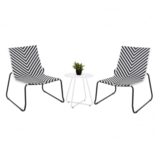 ΣΕΤ LOUNGE 3TMX ΕΞ.ΧΩΡΟΥ PONY HM21193.02 ΜΕΤΑΛΛΟ ΚΑΙ ΣΥΝΘ.RATTAN ΣΕ ΛΕΥΚΟ-ΜΑΥΡΟ