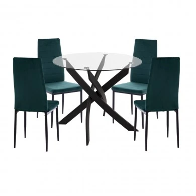 ΣΕΤ ΤΡΑΠΕΖΑΡΙΑΣ 5ΤΜΧ LADY HM21199.03 ΓΥΑΛΙ--ΜΕΤΑΛΛΟ ΣΕ ΜΑΥΡΟ & ΒΕΛΟΥΔΟ ΚΥΠΑΡΙΣΣΙ