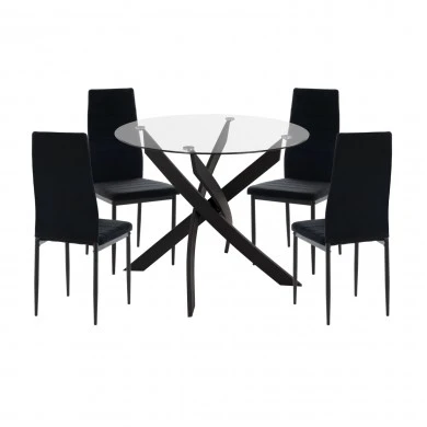 ΣΕΤ ΤΡΑΠΕΖΑΡΙΑΣ 5ΤΜΧ LADY HM21199.04 ΓΥΑΛΙ--ΜΕΤΑΛΛΟ & ΒΕΛΟΥΔΟ ΣΕ ΜΑΥΡΟ