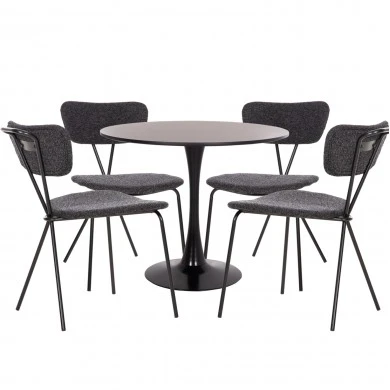 ΣΕΤ ΤΡΑΠΕΖΑΡΙΑΣ 5ΤΜΧ BROLIN HM21200 MDF TOP & ΜΕΤΑΛΛΟ ΜΑΥΡΟ-ΣΚΟΥΡΟ ΓΚΡΙ ΥΦΑΣΜΑ