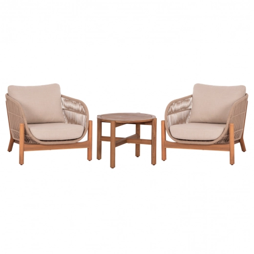 LOUNGE ΣΕΤ SANJI HM21214 ΤΡΑΠΕΖΙ & 2 ΠΟΛΥΘΡΟΝΕΣ--ΞΥΛΟ ΑΚΑΚΙΑΣ-ΑΛΟΥΜΙΝΙΟ-ΣΧΟΙΝΙ