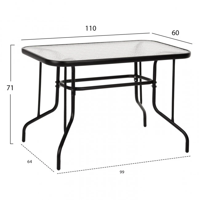 ΣΕΤ ΤΡΑΠΕΖΑΡΙΑΣ 5ΤΜΧ REDAN HM21223.01 ΤΡΑΠΕΖΙ & 4 ΠΟΛΥΘΡΟΝΕΣ ΣΕ ΜΑΥΡΟ