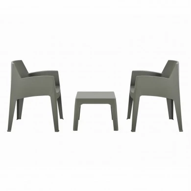 ΣΕΤ 3ΤΜΧ ΠΟΛΥΠΡΟΠΥΛΕΝΙΟΥ SLEEK HM21267.05 ΤΡΑΠΕΖΑΚΙ & 2 ΠΟΛΥΘΡΟΝΕΣ-DARK OLIVE GREEN