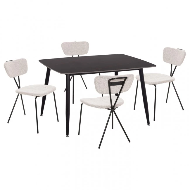 ΣΕΤ ΤΡΑΠΕΖΑΡΙΑΣ 5ΤΜΧ RAVEN HM21067.02 ΚΕΡΑΜΙΚΟ TOP ΜΑΥΡΟ ΜΑΡΜΑΡΟ--ΜΕΤΑΛΛΟ