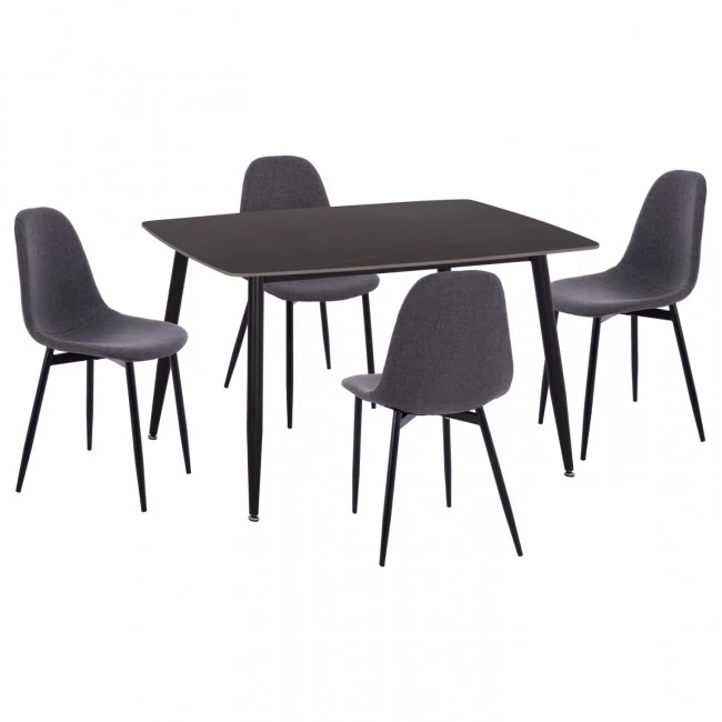 ΣΕΤ ΤΡΑΠΕΖΑΡΙΑΣ 5ΤΜΧ RAVEN HM21068.02 ΚΕΡΑΜΙΚΟ TOP ΜΑΥΡΟ ΜΑΡΜΑΡΟ--ΓΚΡΙ ΥΦΑΣΜΑ