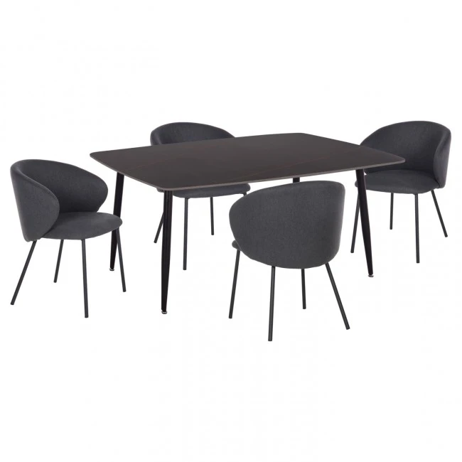 ΣΕΤ ΤΡΑΠΕΖΑΡΙΑΣ 5ΤΜΧ RAVEN HM21069.02 ΚΕΡΑΜΙΚΟ TOP ΜΑΥΡΟ ΜΑΡΜΑΡΟ & 4 ΚΑΡΕΚΛΕΣ