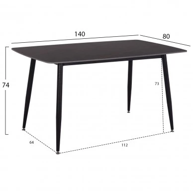 ΣΕΤ ΤΡΑΠΕΖΑΡΙΑΣ 5ΤΜΧ RAVEN HM21072.02 ΚΕΡΑΜΙΚΟ TOP ΜΑΥΡΟ ΜΑΡΜΑΡΟ & 4 ΚΑΡΕΚΛΕΣ