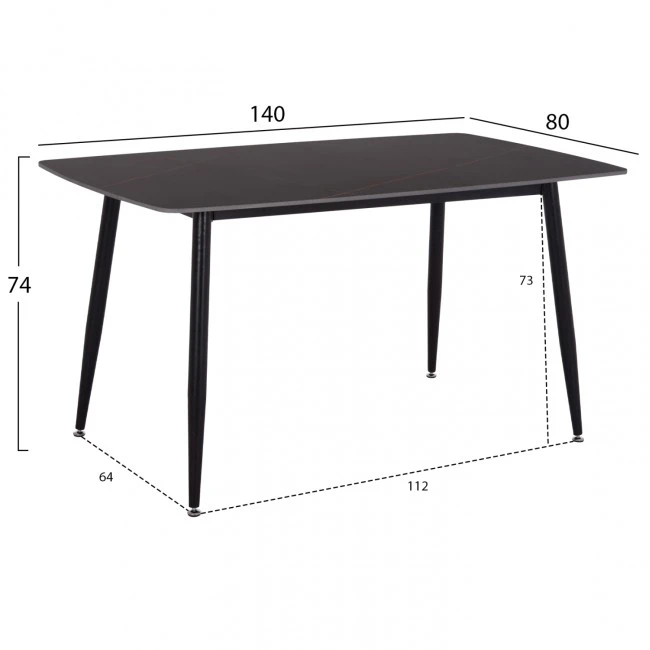 ΣΕΤ ΤΡΑΠΕΖΑΡΙΑΣ 5ΤΜΧ RAVEN HM21072.02 ΚΕΡΑΜΙΚΟ TOP ΜΑΥΡΟ ΜΑΡΜΑΡΟ & 4 ΚΑΡΕΚΛΕΣ