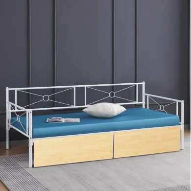 ΚΡΕΒΑΤΙ-ΚΑΝΑΠΕΣ BERNIE HM21121.02 ΛΕΥΚΟ ΜΕΤΑΛΛΟ & 2 SONAMA ΣΥΡΤΑΡΙΑ- ΓΙΑ 190x90εκ.