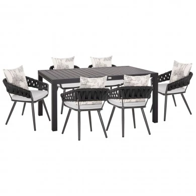 ΣΕΤ ΤΡΑΠΕΖΑΡΙΑΣ ΕΞ.ΧΩΡΟΥ 7ΤΜΧ KRUM HM21156 ΣΚΟΥΡΟ ΓΚΡΙ ΑΛΟΥΜΙΝΙΟ & P.Ε.ΣΧΟΙΝΙ