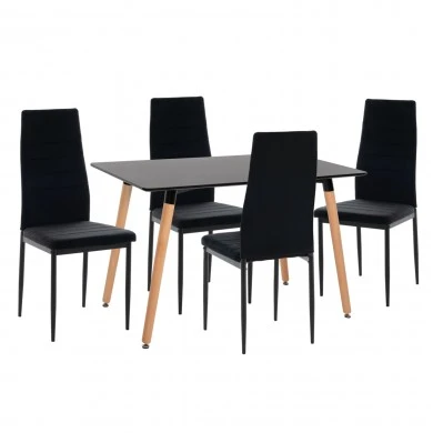 ΣΕΤ ΤΡΑΠΕΖΑΡΙΑΣ 5ΤΜΧ MINIMAL HM21173 MDF TOP ΜΑΥΡΟ-ΒΕΛΟΥΔΟ & ΜΕΤΑΛΛΟ ΜΑΥΡΟ