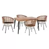 ΣΕΤ 5ΤΜΧ ALLEGRA WICKER ΜΕ ΤΡΑΠΕΖΙ 140X80Χ78Υ ΜΠΕΖ & ΜΑΥΡΟ ΧΡΩΜΑ HM10488