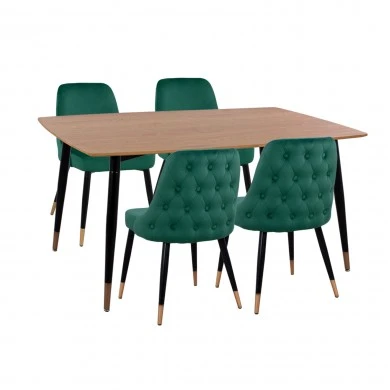 ΣΕΤ ΤΡΑΠΕΖΑΡΙΑΣ 5ΤΜΧ JOLIE HM11198.03 MDF TOP-ΒΕΛΟΥΔΟ ΚΥΠΑΡΙΣΣΙ & ΜΕΤΑΛΛΟ ΜΑΥΡΟ