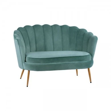 ΚΑΝΑΠΕΣ 2ΘΕΣΙΟΣ COQUILLE HM8627.07 ΑΠΟ ΦΥΣΤΙΚΙ ΒΕΛΟΥΔΟ ΜΕ ΧΡΥΣΑ ΠΟΔΙΑ 130x81x86Υ εκ.