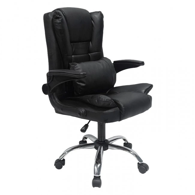 ΚΑΡΕΚΛΑ ΓΡΑΦΕΙΟΥ CANAN HM1201 ΜΑΥΡO PVC-ΜΑΥΡΟ NYLON-ΒΑΣΗ ΧΡΩΜΙΟΥ 66x61x105Υεκ.