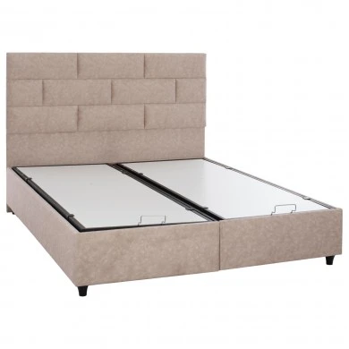 ΚΡΕΒΑΤΙ HM627.22 SOLEDAD, ΜΕ ΑΠΟΘΗΚΕΥΤΙΚΟ, ΜΠΕΖ ΥΦΑΣΜΑ, 160x200 εκ