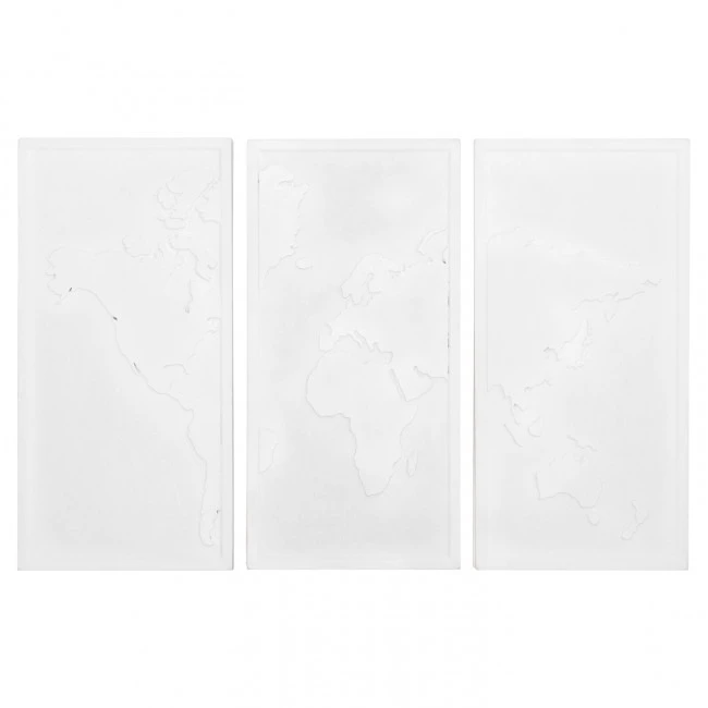 ΠΙΝΑΚΑΣ 3-ΠΤΥΧΟΣ WORLD MAP SANTORINI HM4504 MDF ΣΕ ΥΠΟΛΕΥΚΟ ΧΡΩΜΑ 180x4(πάχος)x120Υεκ.