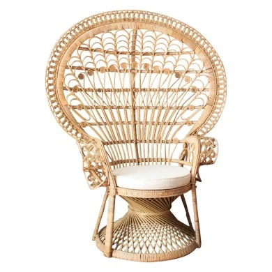ΠΟΛΥΘΡΟΝΑ ROYAL PEACOCK HM9342 RATTAN ΣΕ ΦΥΣΙΚΟ-ΜΑΞΙΛΑΡΙ ΜΠΕΖ 114x72x150Yεκ.