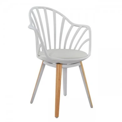 ΠΟΛΥΘΡΟΝΑ ΤΡΑΠΕΖΑΡΙΑΣ HM8049.01 ANAIS ΛΕΥΚΗ ΜΕ ΞΥΛΙΝΑ ΠΟΔΙΑ 60x61x85,5 εκ.