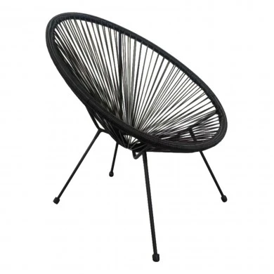 ΠΟΛΥΘΡΟΝΑ ΤΥΠΟΥ ΦΩΛΙΑ ΜΕΤΑΛΛΙΚΗ ACAPULCO ΜΑΥΡΗ ΜΕ ΜΑΥΡΟ P.E.RATTAN HM5872.01 70x73x79 εκ.