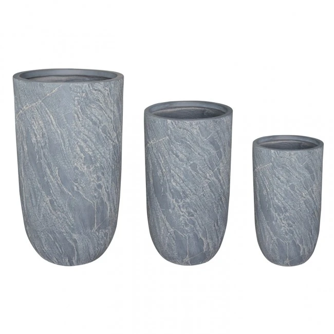 ΣΕΤ 3ΤΜΧ ΓΛΑΣΤΡΕΣ ΚΥΛΙΝΔΡΟΙ ΣΕΙΡΑ GARDENER HM4720 FIBERCLAY-ΧΡΩΜΑ CEMENT Φ44x79Υεκ