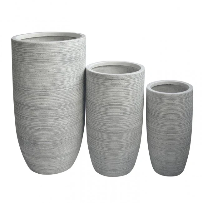 ΣΕΤ 3ΤΜΧ ΓΛΑΣΤΡΕΣ ΚΥΛΙΝΔΡΟΙ ΣΕΙΡΑ GARDENER HM4721 FIBERCLAY-ΧΡΩΜΑ CEMENT Φ42x78Υεκ