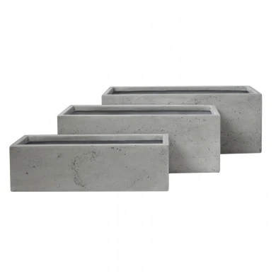 ΣΕΤ 3ΤΜΧ ΓΛΑΣΤΡΕΣ ΟΡΘΟΓΩΝΙΕΣ GARDENER HM4723 FIBERCLAY ΓΚΡΙ CEMENT 81x30x30Υεκ.