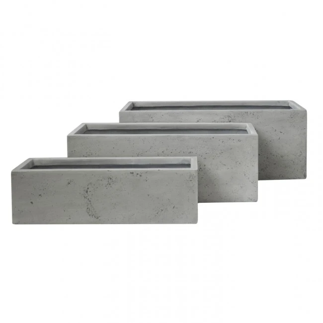 ΣΕΤ 3ΤΜΧ ΓΛΑΣΤΡΕΣ ΟΡΘΟΓΩΝΙΕΣ GARDENER HM4723 FIBERCLAY ΓΚΡΙ CEMENT 81x30x30Υεκ.