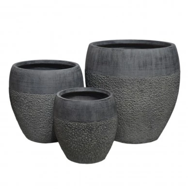 ΣΕΤ 3ΤΜΧ ΓΛΑΣΤΡΕΣ ΣΕΙΡΑ GARDENER HM4725 FIBERCLAY-ΣΕ ΣΚΟΥΡΟ CEMENT ΧΡΩΜΑ Φ55x54Υεκ
